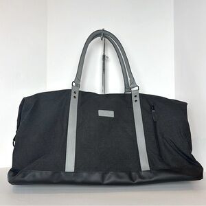 BELLA RUSSO 24” Canvas Weekender Bag Duffle Gym Travel Bag Black/Gray NWT